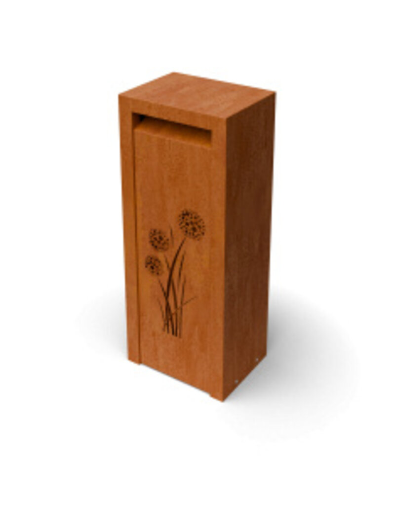 Libus Cortenstaal Brievenbis met bloem motief