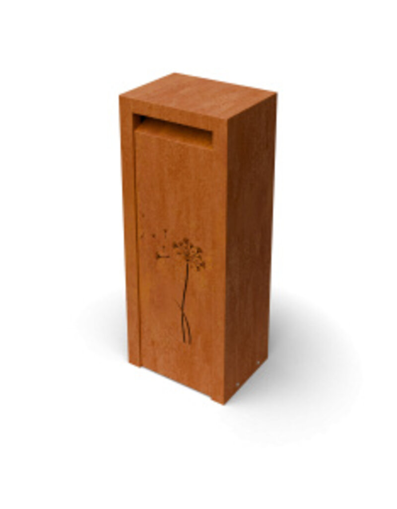 Libus Cortenstaal Brievenbis met bloem motief