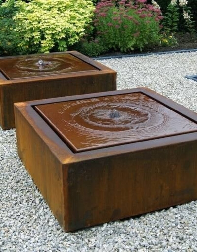 Cortenstaal Watertafel Vierkant incl. LED en pomp