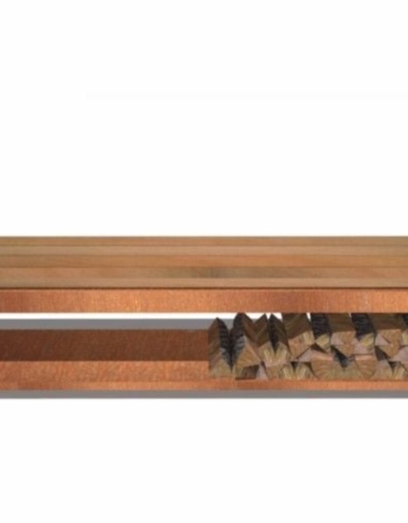 Cortenstaal Houtopslag/Bank met houten zitting