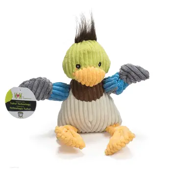 HuggleHounds Dilly Duck Knottie , stevig duurzaam speelgoed