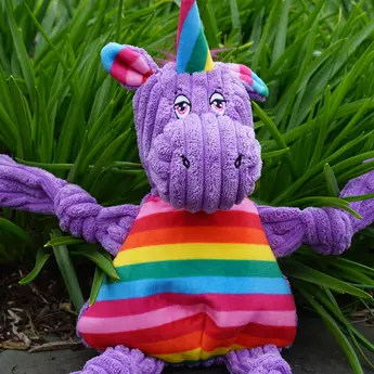 HuggleHounds Rainbow Unicorn Knottie, stevig duurzaam speelgoed