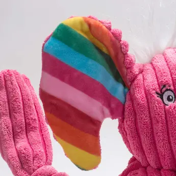 HuggleHounds Rainbow Elephant Knottie, stevig duurzaam speelgoed