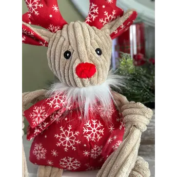 HuggleHounds Jingle all the Way Rudy Christmas Knottie, stevig duurzaam speelgoed