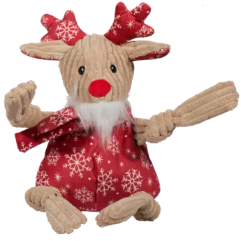 HuggleHounds Jingle all the Way Rudy Christmas Knottie, stevig duurzaam speelgoed