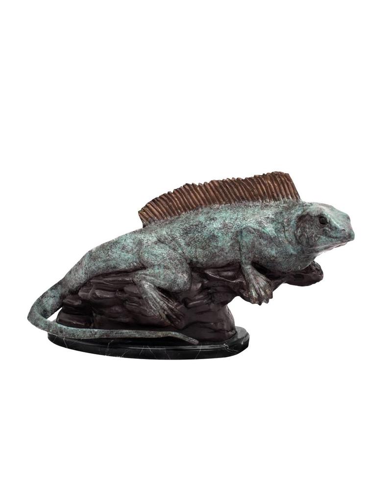 Sibilus – Leguan Skulptur auf Marmorsockel