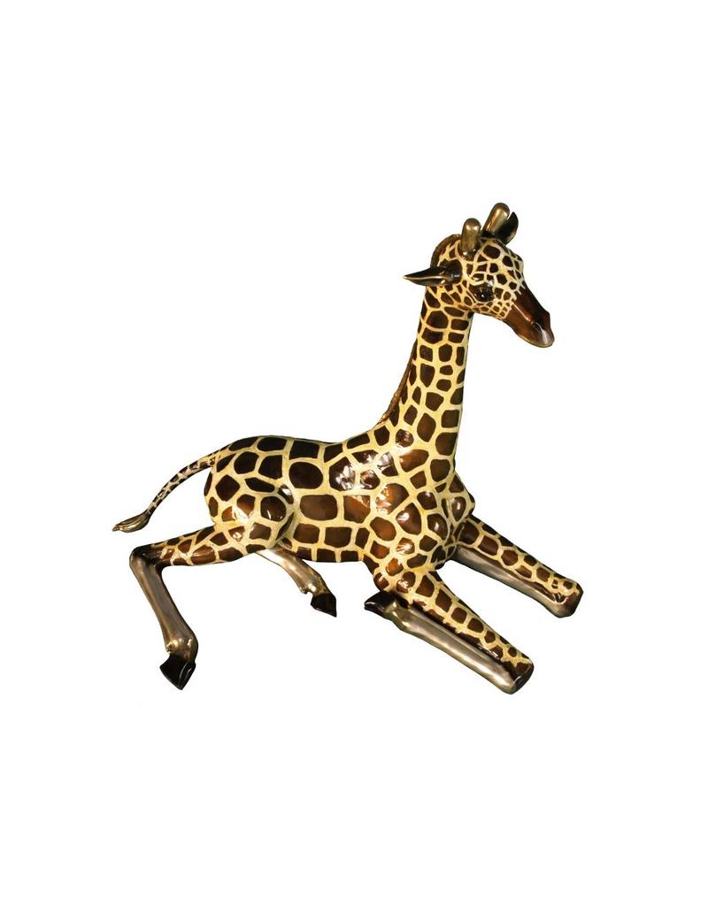 Dayo – Bronzeskulptur Giraffe mit Emaille