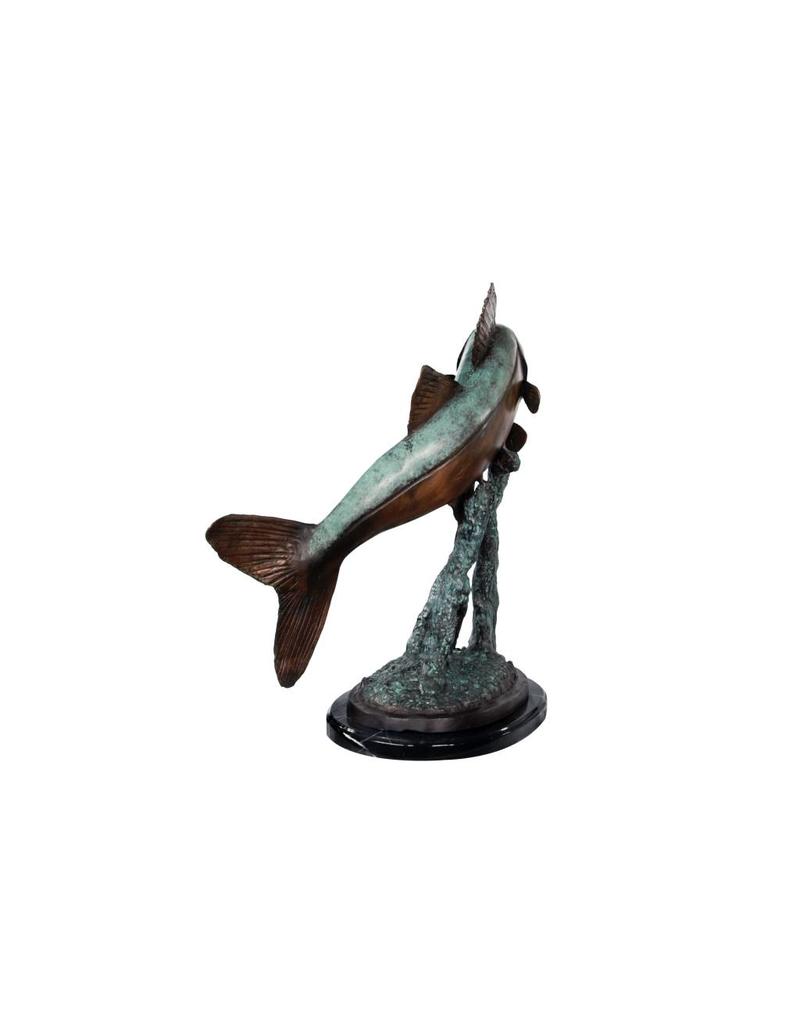 Petri – Bronzeskulptur eines Raubfisches