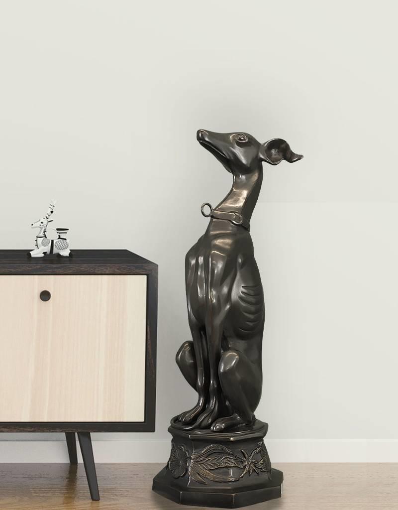 Tesem – Lebensgroßer Windhund Bronzefigur