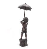 Robert – Junge mit Schirm Wasserspeier Bronze