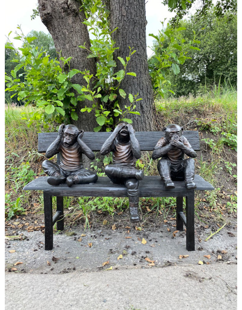 Die Drei Affen – Bronzebank Statue