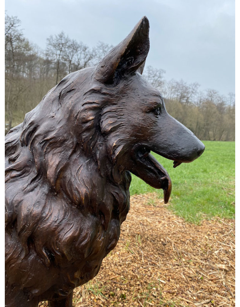 Grand Rex – Lebensgroßer Schäferhund Bronzeskulptur