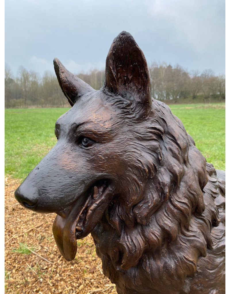 Grand Rex – Lebensgroßer Schäferhund Bronzeskulptur