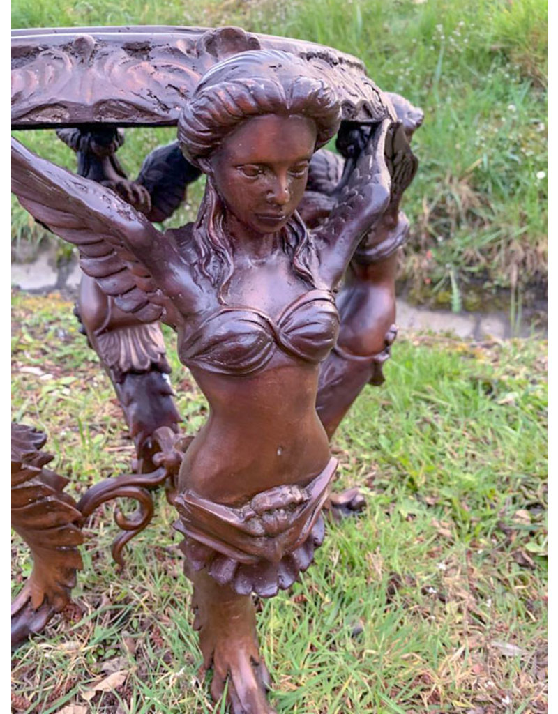 Jugendstil Hocker – Bronzeobjekt Engel