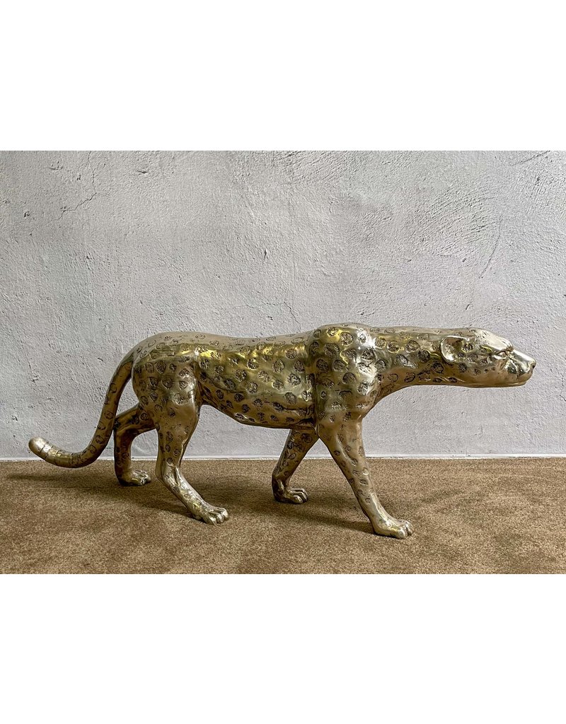 Moyenne Aristea – Silberfarbener Gepard Bronzefigur
