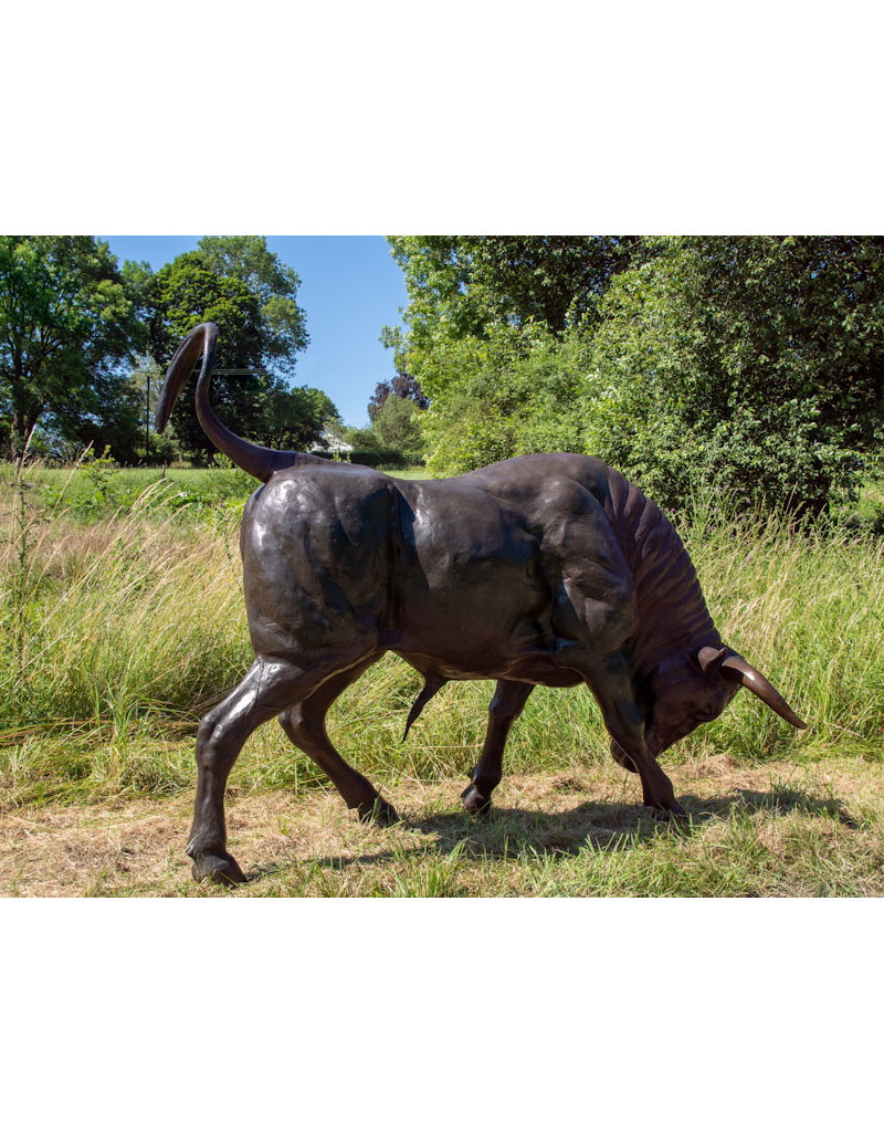 Taurus Impetus - Lebensgroßer Stier Skulptur in Angriffshaltung