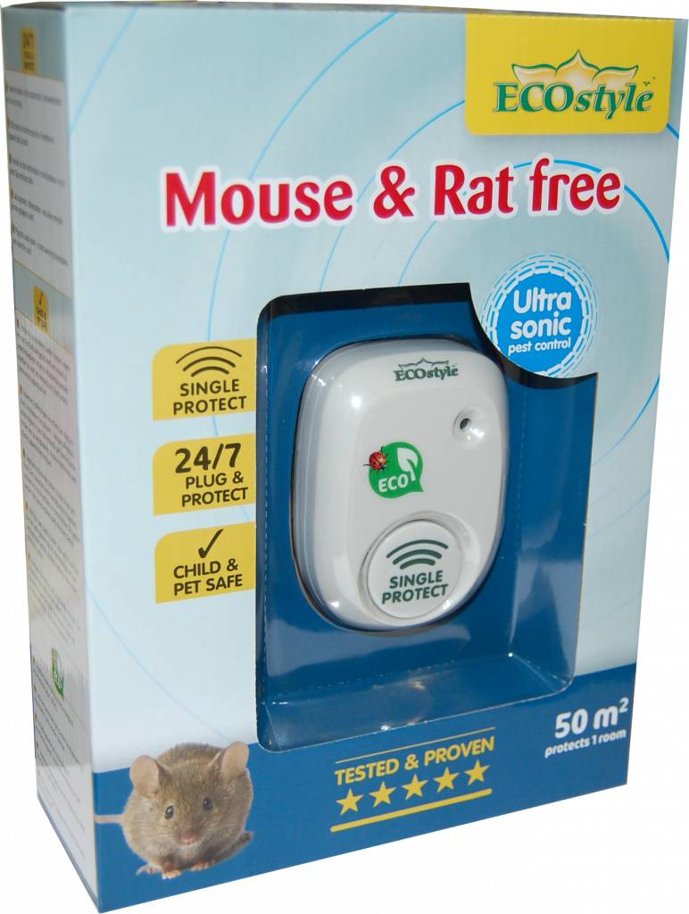 Ecostyle Mouse & Rat Free Battery répulsif rats et souris à ultrasons 50m²