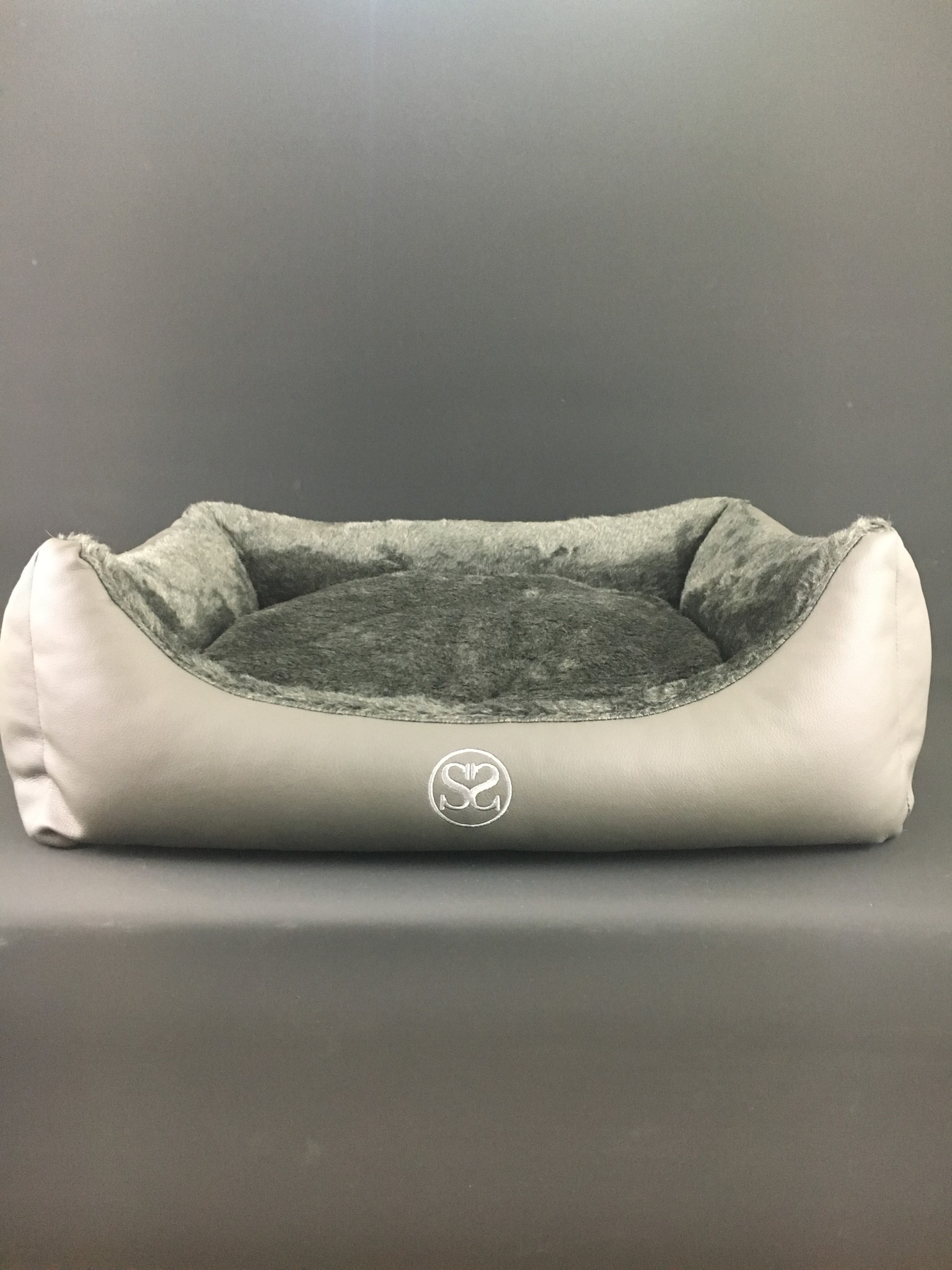 small grey dog bed