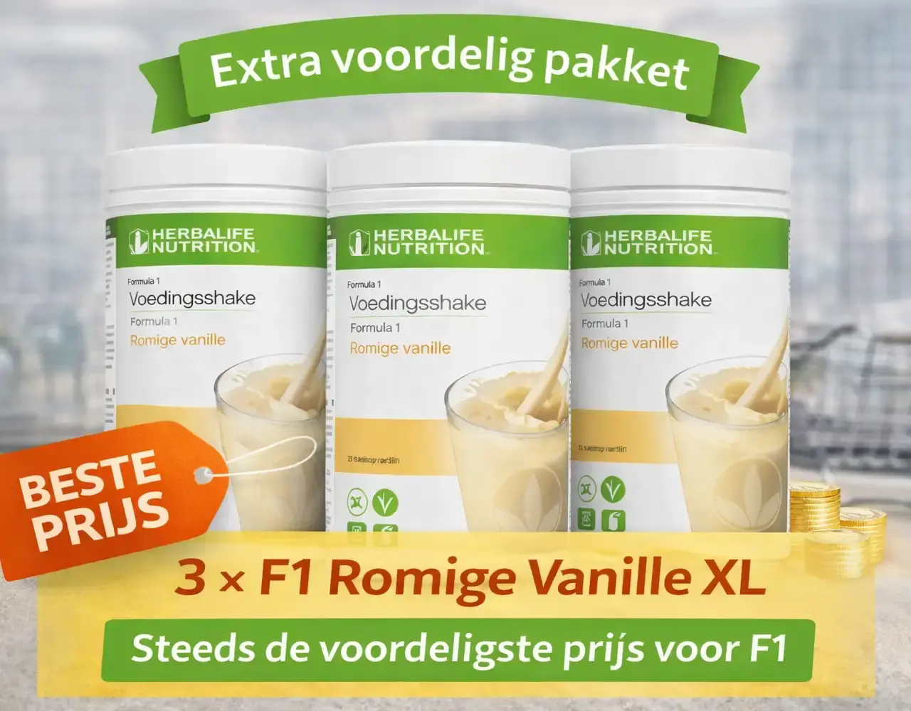 Herbalife Voordeelpakket 3 x F1 Romige vanille XL 780 gr