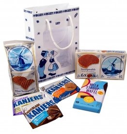 Delfts blauw cadeaubox stroopwafel - typisch nederlands cadeau