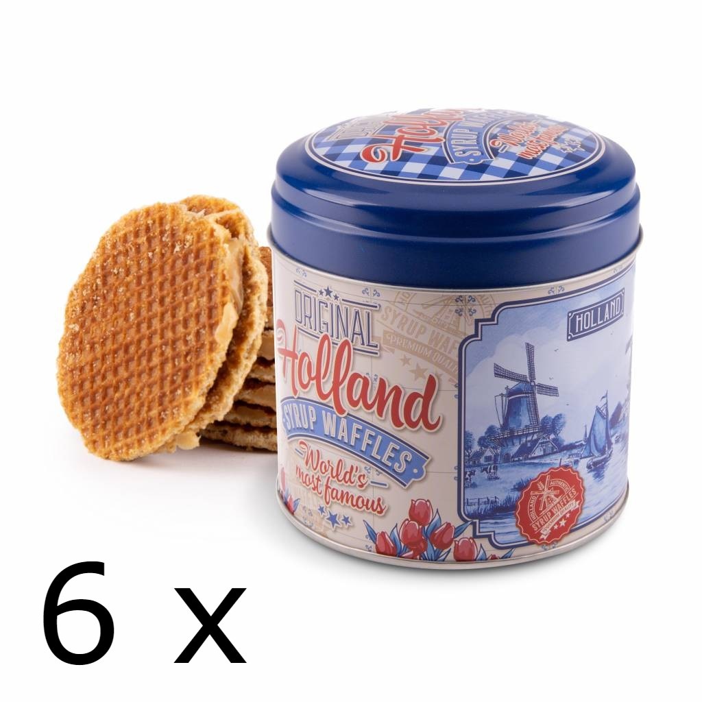 6 pieces Holland delft blue + red stroopwafel tin - Copy