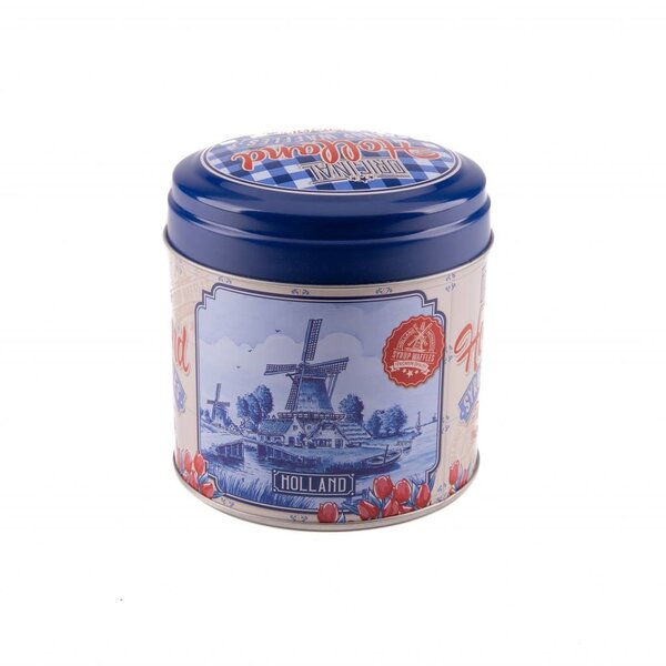 Stroopwafel World 12 stuks Holland delftsblauw + rood stroopwafel blik  - Copy