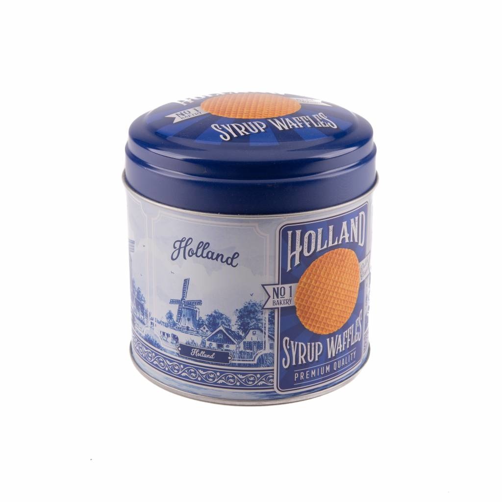 6 stuks Holland delftsblauw stroopwafel blik