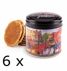 6 pieces Holland bicycle stroopwafel tin