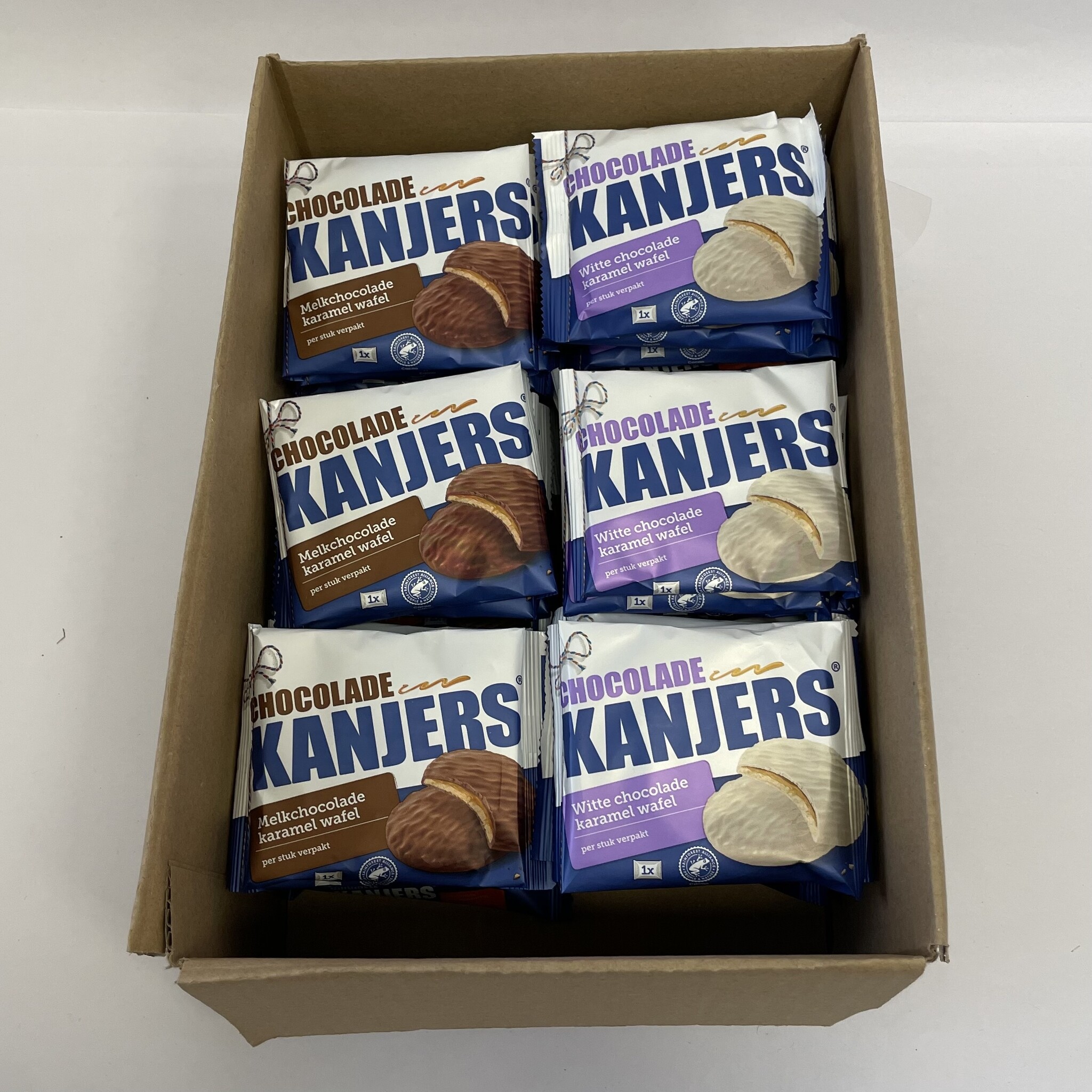 Kanjers Uitdeel Box - chocolade wit + Melk chocolade  (50 stuks)