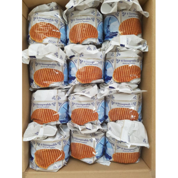Delft Blue Stroopwafels Stroopwafels Delfts Blauw - 12 pakjes met erin  8 stroopwafels