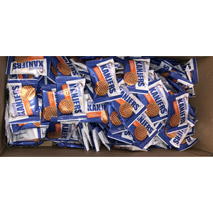 Mini Kanjers Stroopwafels in luxe uitdeel box ( circa 150 pcs)