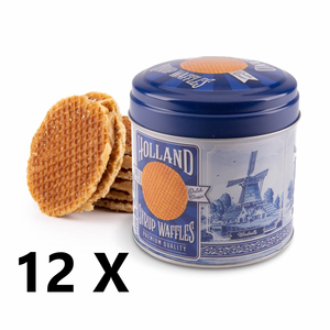 12 stuks Holland delftsblauw stroopwafel blik
