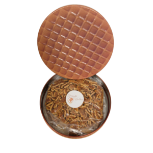 3D stroopwafel blik met Stroopwafel kruimels