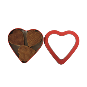 Classic Rood Hartblik met Venster gevuld met 6 hart stroopwafels