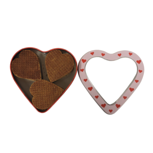Sweet Love Heart Tin with window and 6 heart-shaped stroopwafels