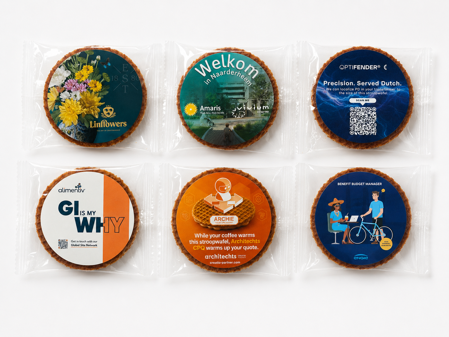 Stroopwafels met logo per stuk verpakt: het ideale relatiegeschenk voor bedrijven