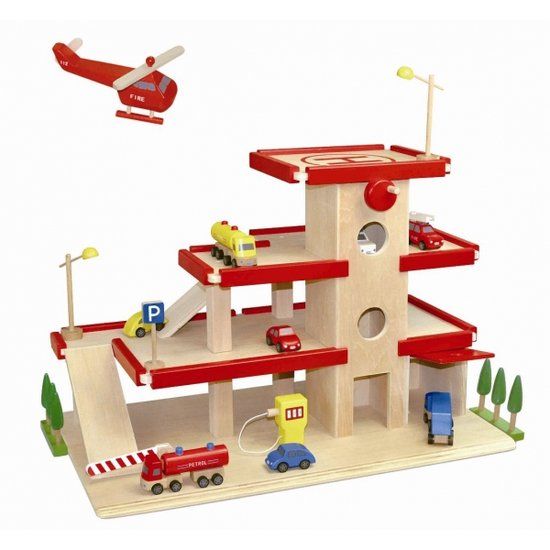 Parkeer garage - Groot - Met lift - Rood