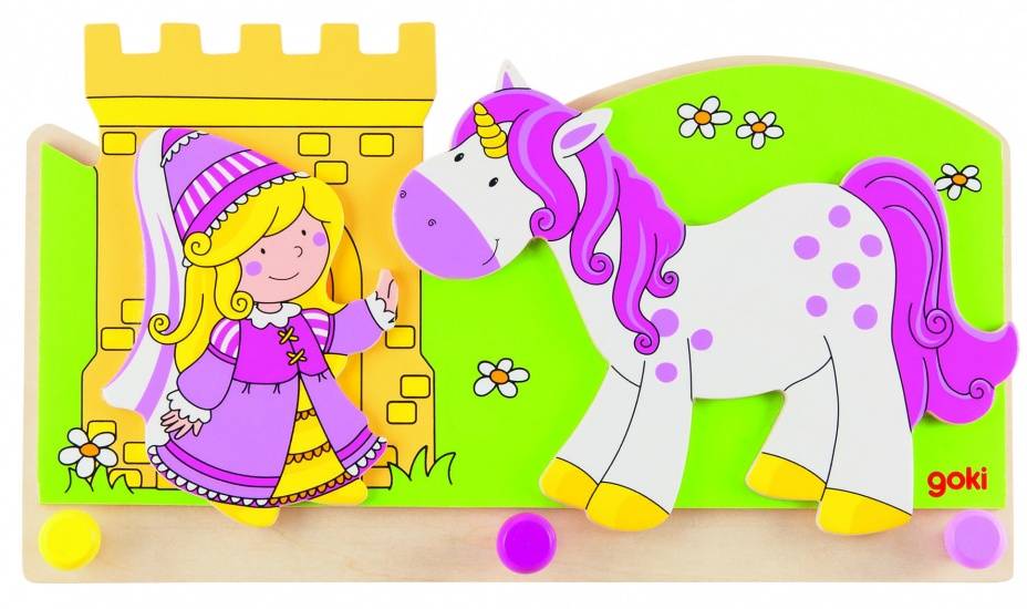 Kapstok - Prinses met eenhoorn - 3 Haakjes