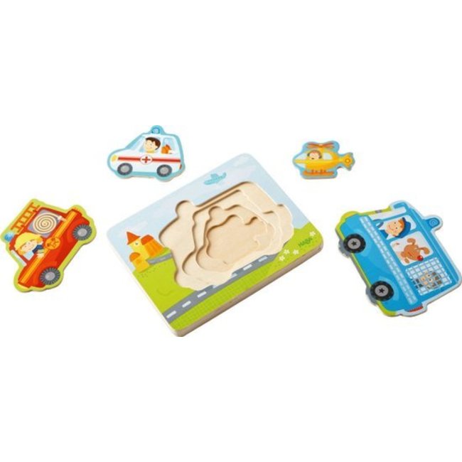 Haba Puzzel - In actie - Reddingsvoertuigen - Hout - 4st.*