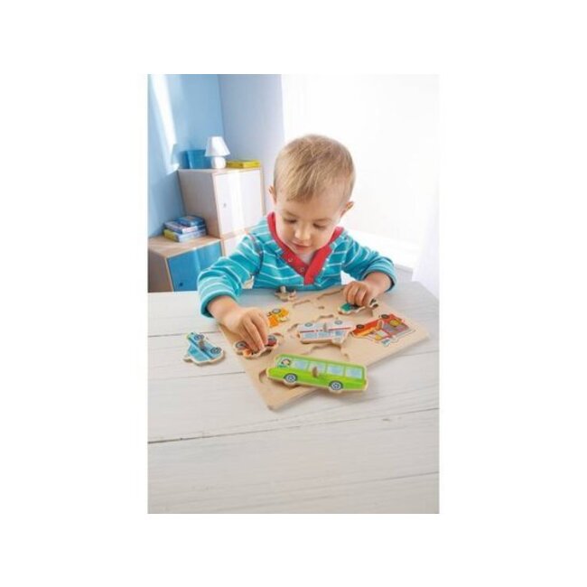 Haba Puzzel - Inlegpuzzel - Voertuigenwereld - 8st.