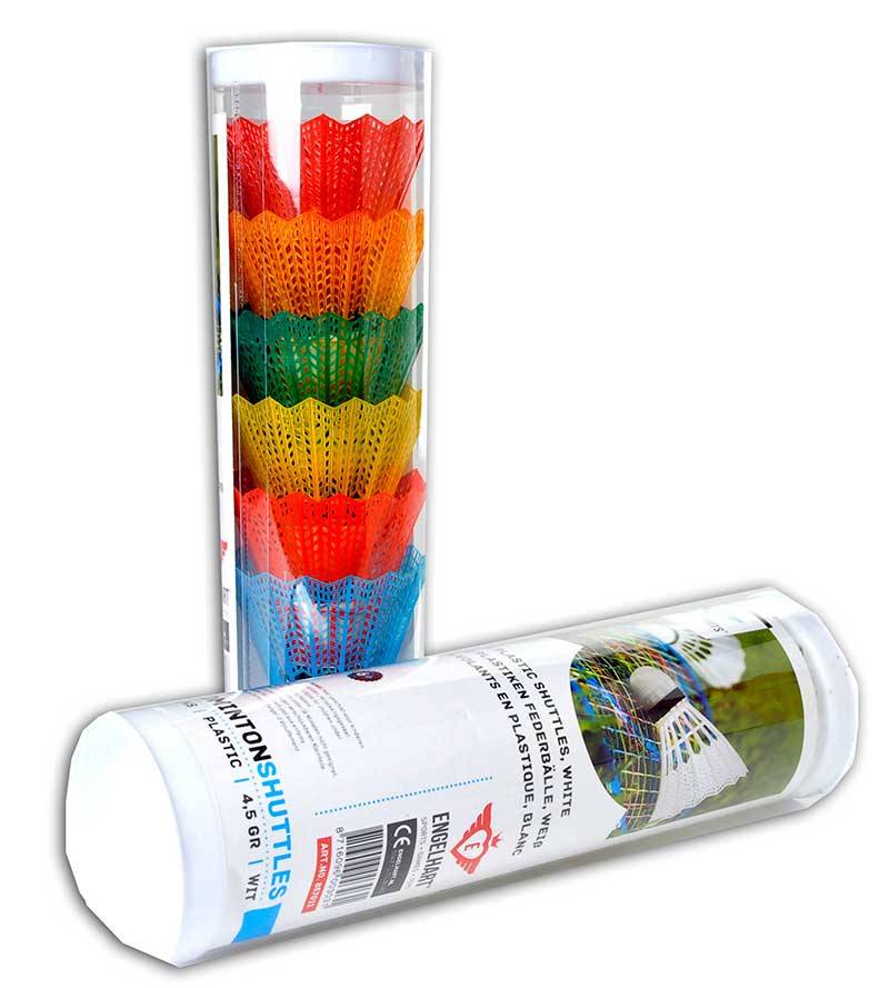 Shuttles - Plastic - Neon - 6 st. In koker - 4,5/5gr