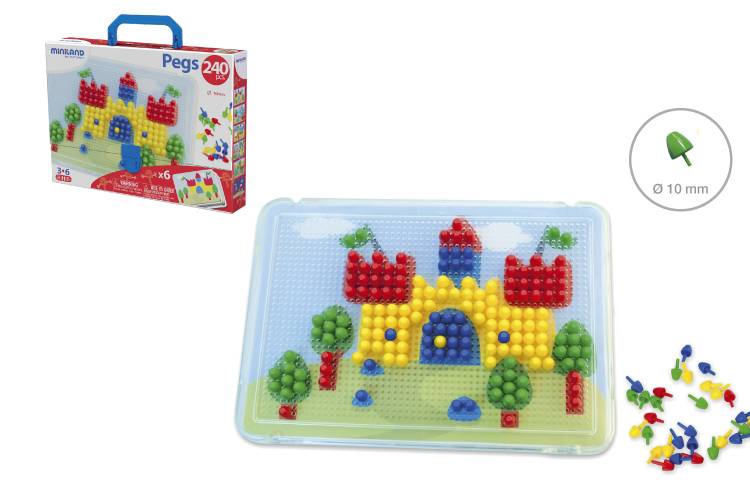 Mozaiek - 240 Pinnen - 10mm - Incl. 6 werkbladen - In koffer