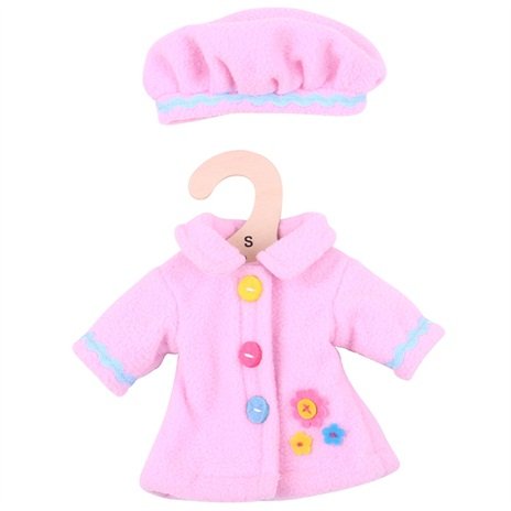 Poppenkleren - Fleecejas & muts - Licht roze - 25cm
