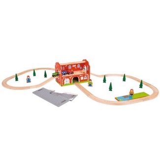 BigJigs Treinbaanset - Draagbaar stationset