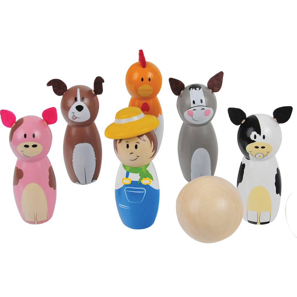 Spel - Bowlen - Boerderij - Hout - 9cm hoog