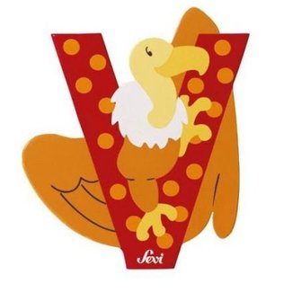 sevi Letter - V - Hout - Sevi