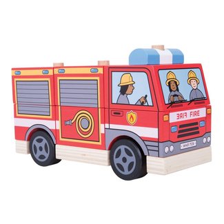 BigJigs Stapelblokken - Brandweerauto
