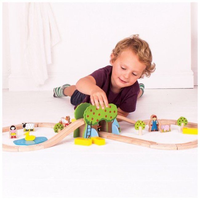 BigJigs Rails - Treinbaanset - Boerderij