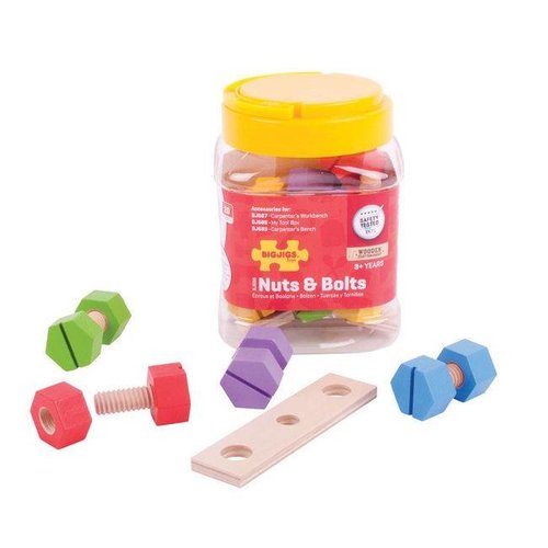 BigJigs Bigjigs - Moeren & bouten - In pot BigJigs Bigjigs - Moeren & bouten - In pot