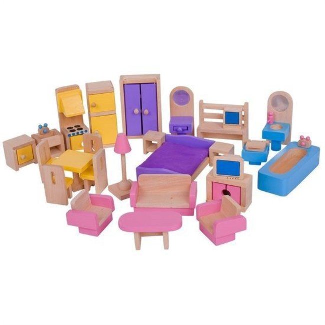 BigJigs Poppenhuis accessoires - Meubelset - 26dlg.